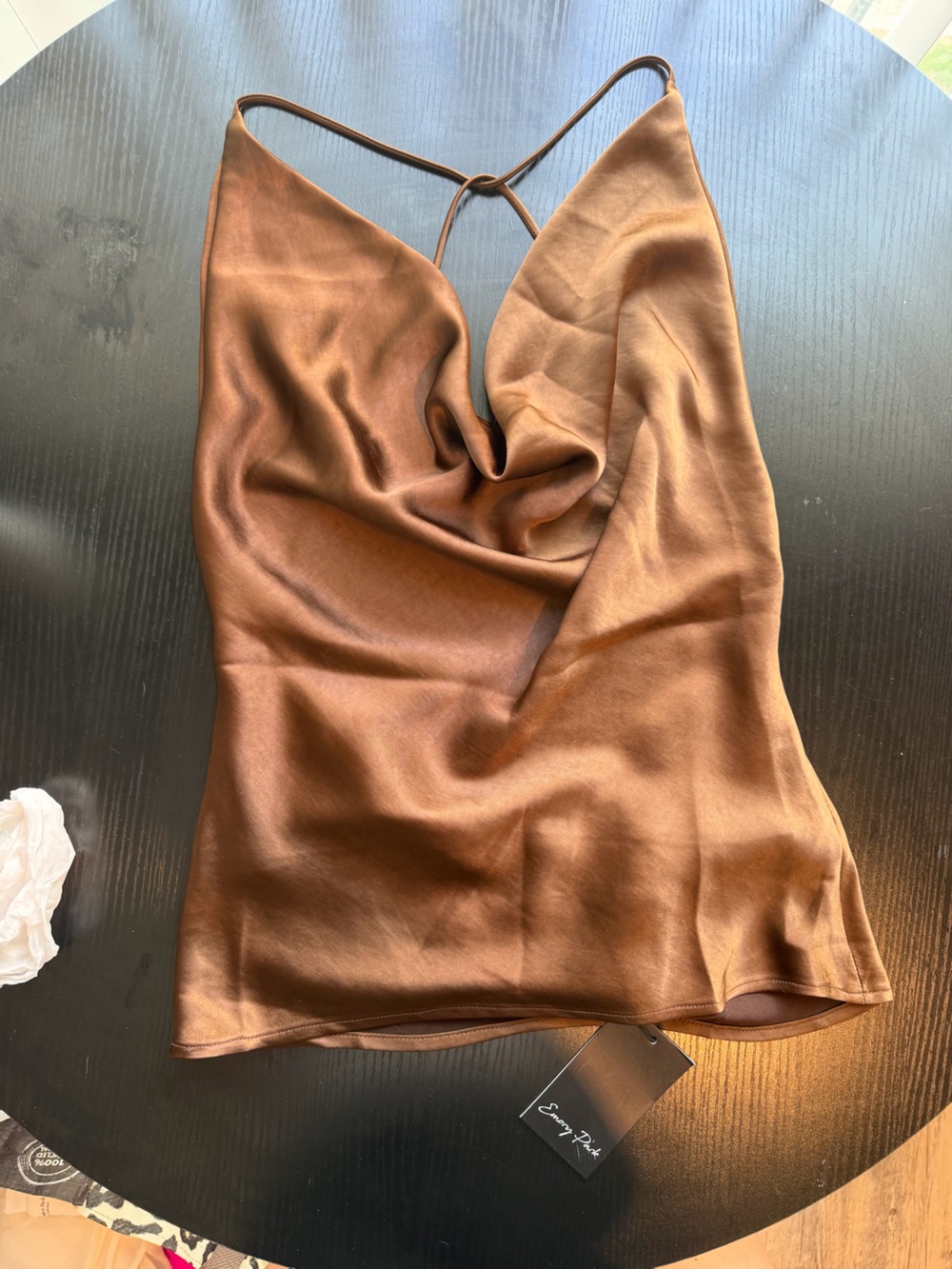 Bronze Satin Cowl Neck Women’s Tank Top